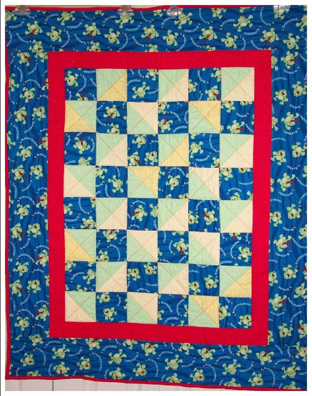 happy frogs entire quilt