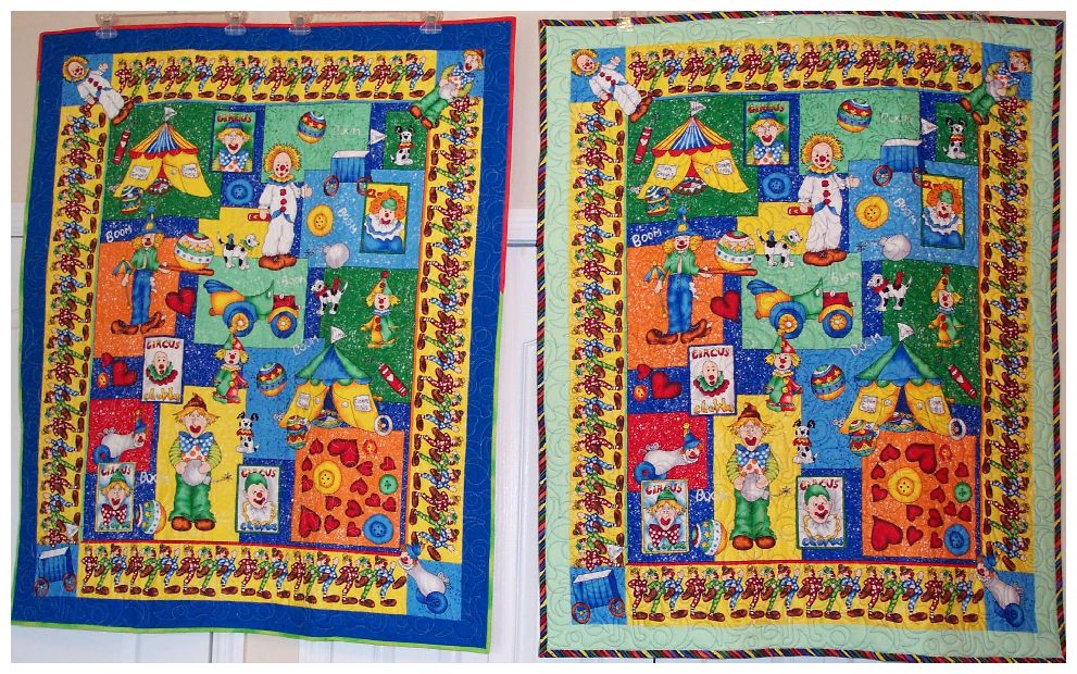 2 coordinating circus quilts